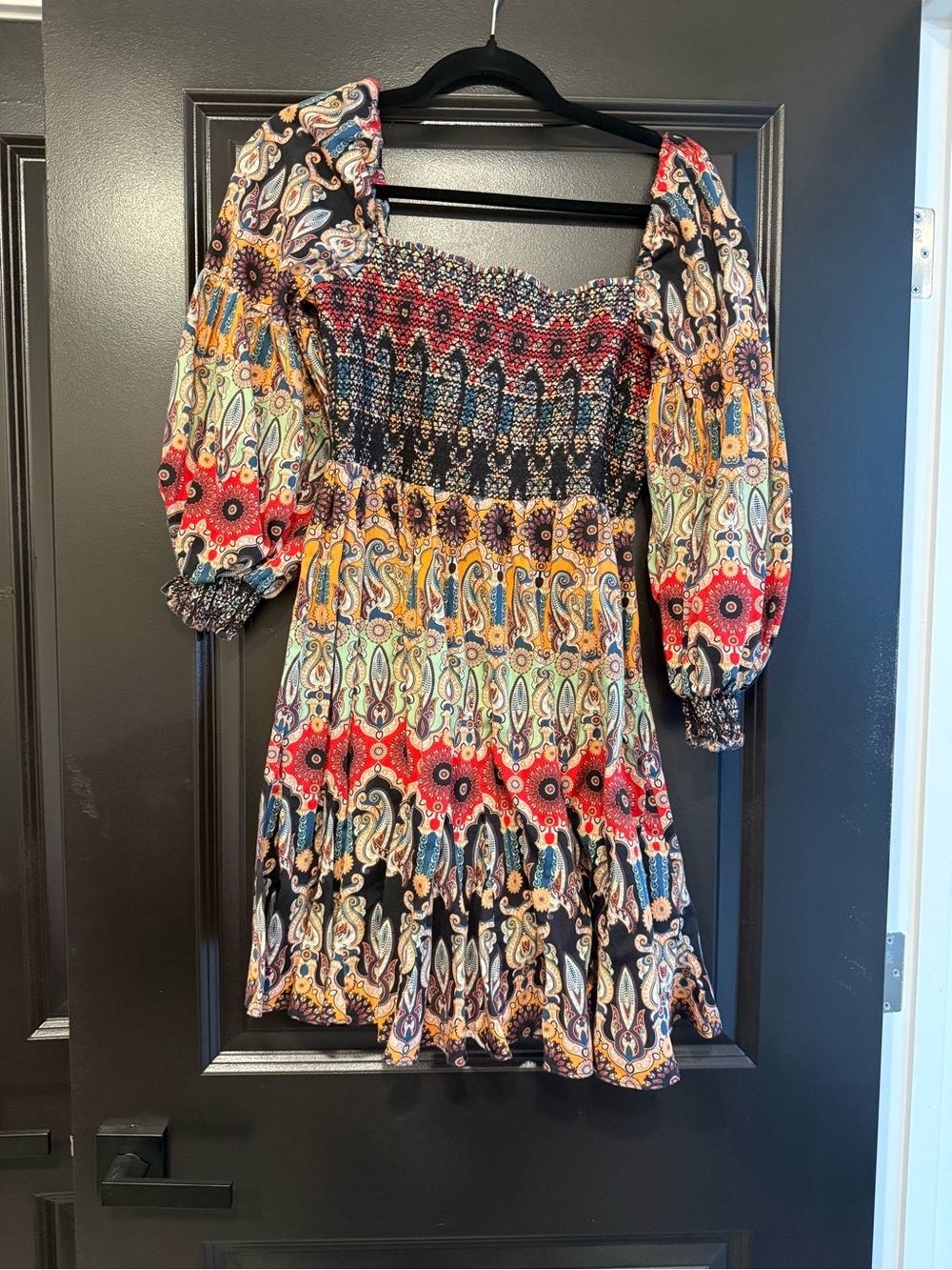 Alice + Olivia Multicolor Paisley Smocked Mini Dress